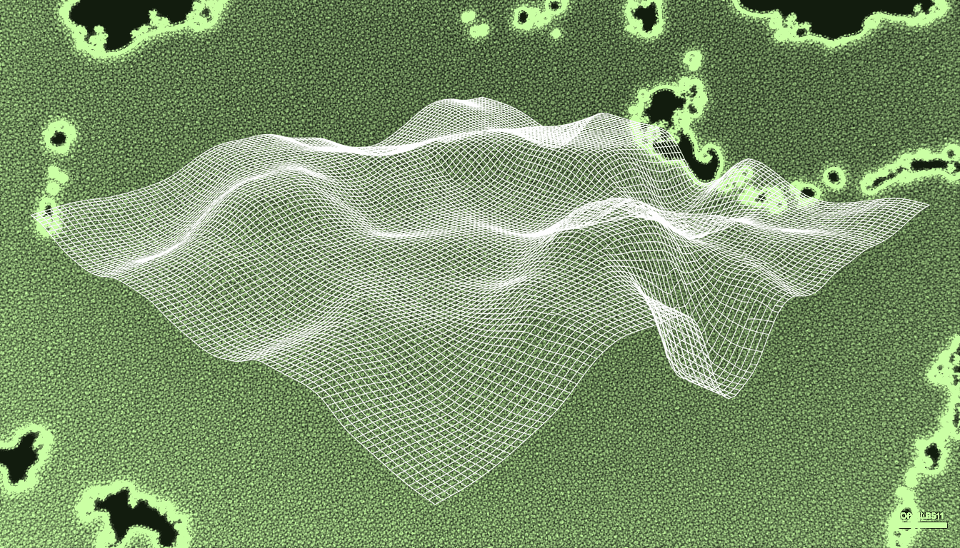 transmission electron micrograph of mesenchymal stem cell chromatin, deep indigo epigenetic landscape, high-resolution nuclear detail