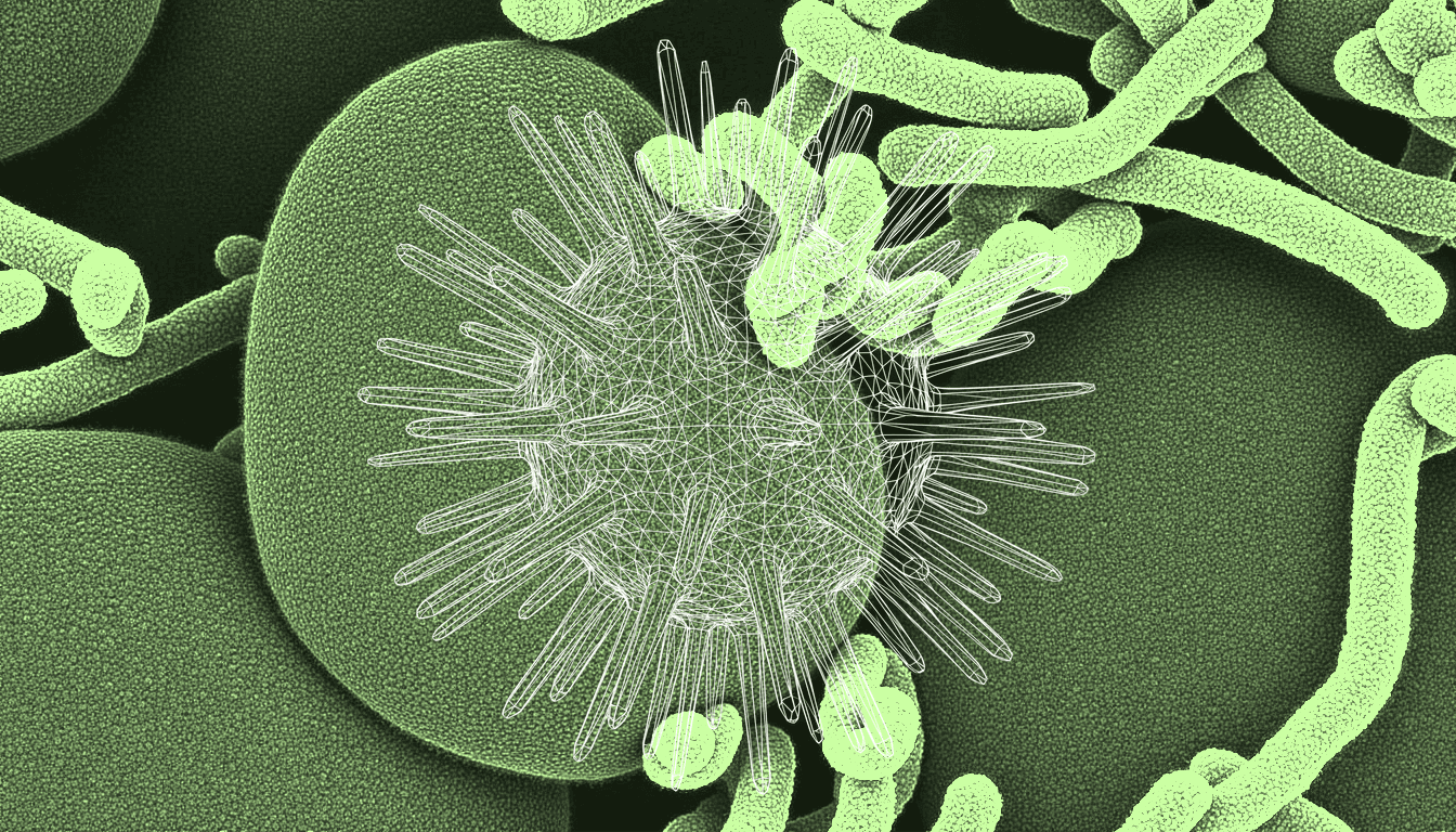transmission electron micrograph of hematopoietic stem cells, deep indigo stain, mitochondrial detail