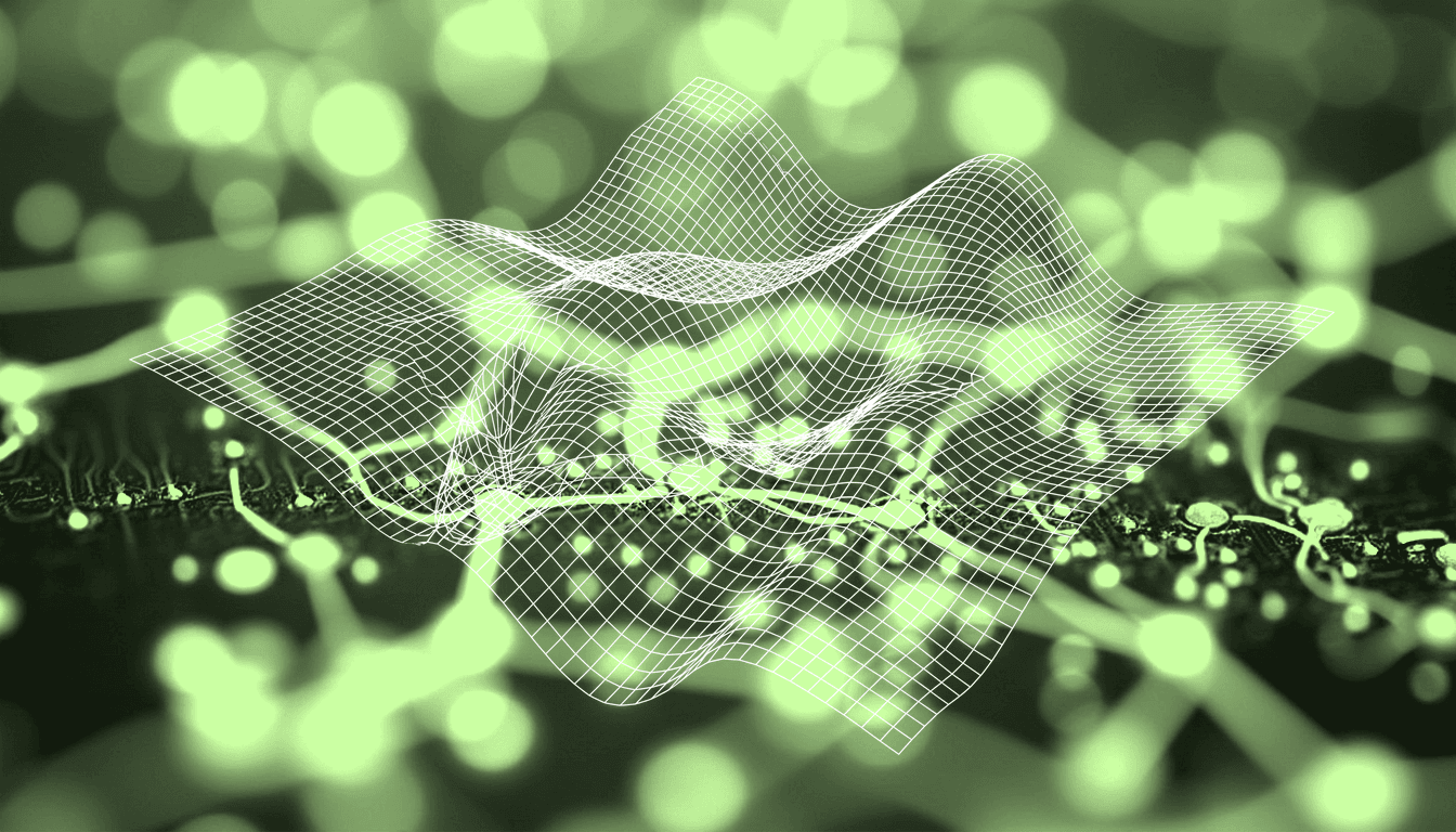 stochastic network topology of interconnected computational nodes, abstract mathematical with probabilistic connection weights, soft blue-green gradient, precision engineering aesthetic