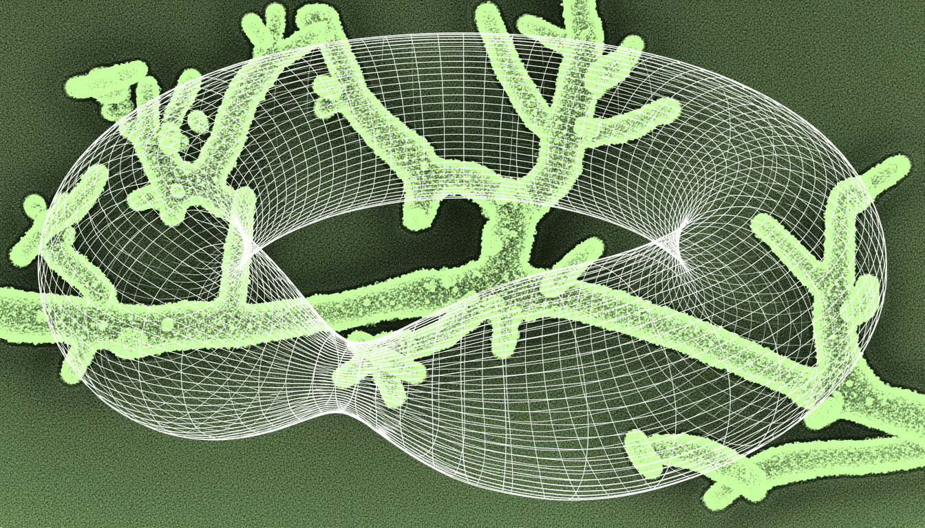 Mitochondrial cristae with oxidative stress-induced protein aggregates, monochrome amber transmission electron micrograph, high magnification detail of redox-modified enzyme complexes