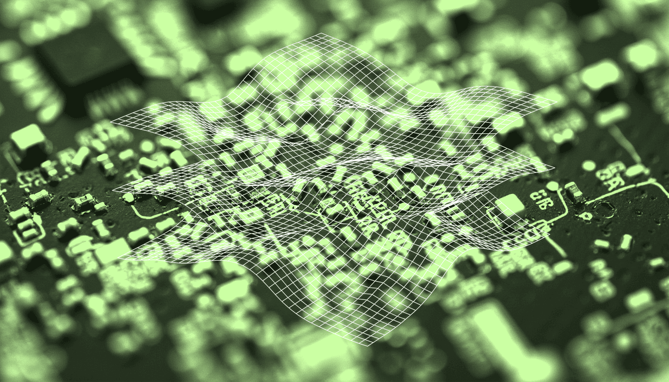 macro photograph of circuit board with exposed computational layers, copper traces representing interconnected data pathways, shallow depth of field, technical detail