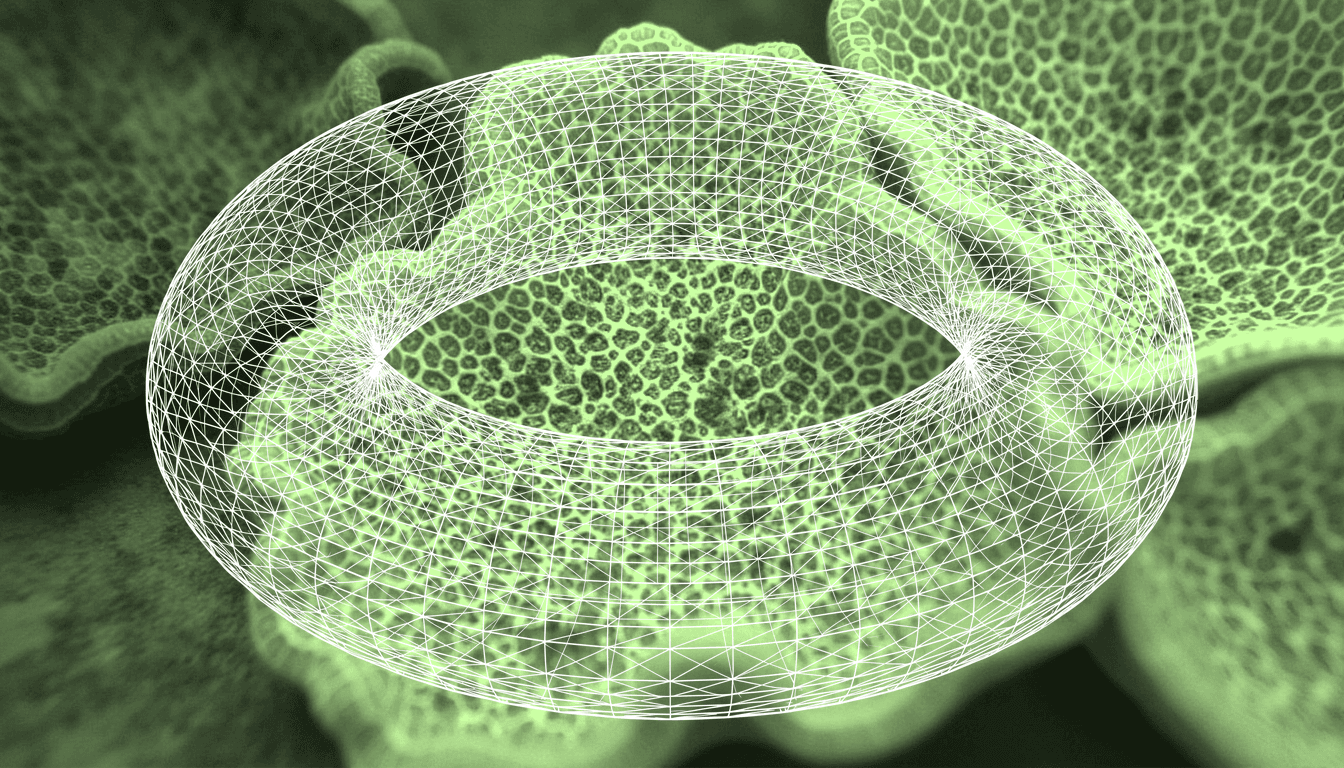 macro close-up of coral symbiont mitochondrial membrane, intricate cristae texture, bioluminescent teal and amber cellular glow, electron microscopy detail