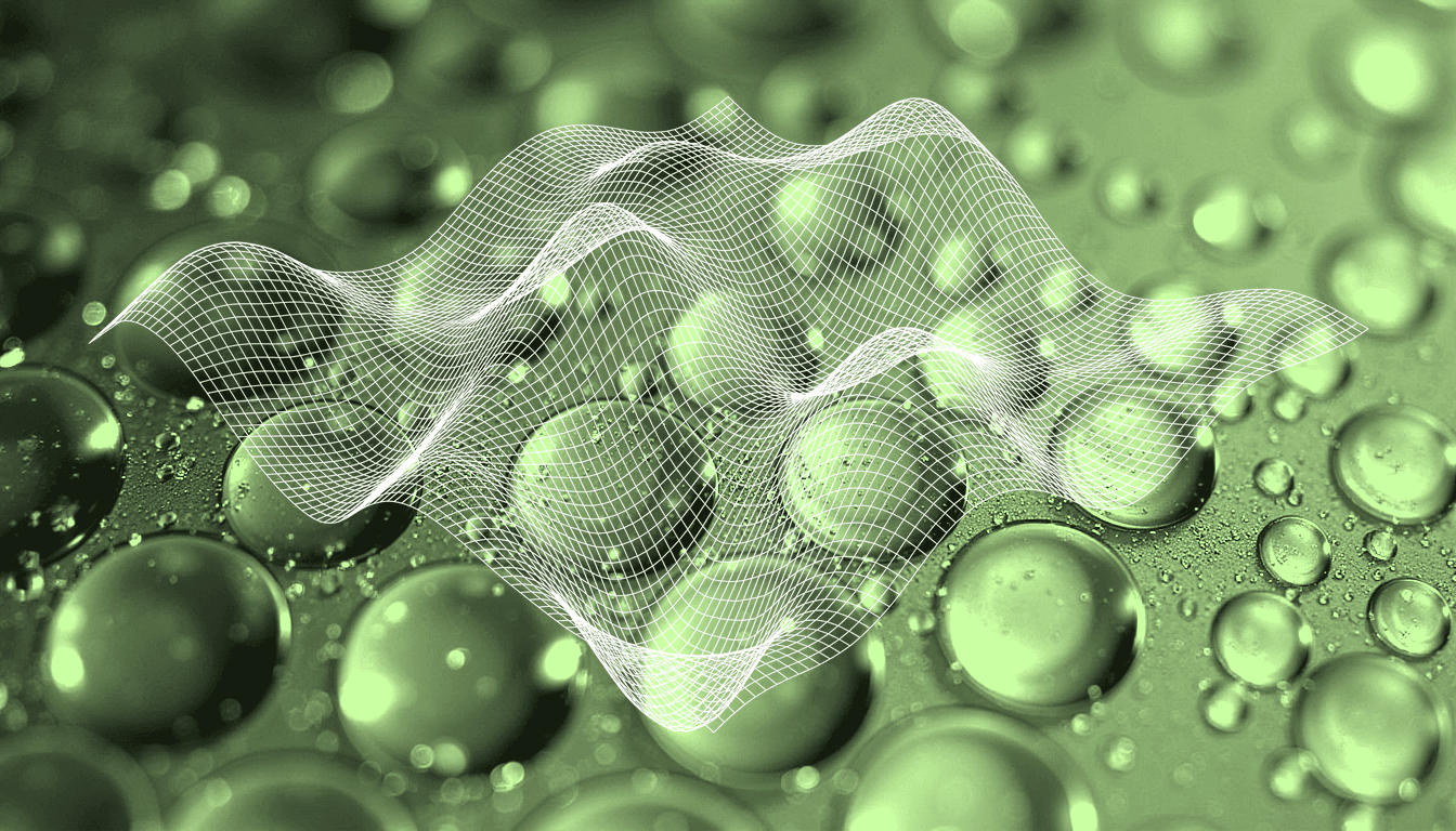 translucent molecular biosample droplets with dynamic gradient illumination, rare cellular response clusters emerging from fluid abstract background